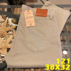 $99 LUCKY BRAND MEN 121 SLIM 38X32 BEIGE KHAKI NWT